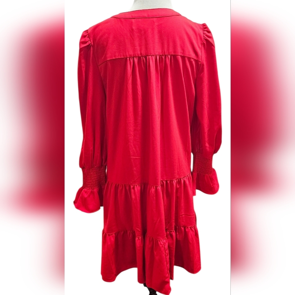 Red Crepe Kenzo Dress POMANDER PLACE TUCKERNUCK - Picture 4 of 5